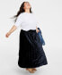 ფოტო #2 პროდუქტის Plus Size Velvet Pleated Midi Skirt, Created for Macy's