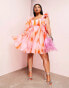 Фото #1 товара ASOS LUXE Curve ruffle shoulder cupped babydoll mini dress in pink print