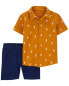 Фото #1 товара Toddler 2-Piece Pineapple-Print Shirt & Canvas Shorts Set 2T