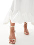 Vila Petite Bridal satin cami maxi dress with stitch detail hem in white