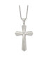 Brushed and CZ Cross Pendant Ball Chain Necklace