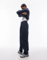 Topman pleat front straight leg jogger in navy