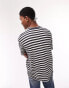 Фото #4 товара Topman oversized knitted t-shirt with stripe in white and navy