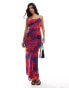 Фото #1 товара ASOS DESIGN cami mesh maxi dress with low back in purple smudge print