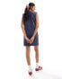 Фото #4 товара Miss Selfridge Santa Monica graphic shoulder pad mini dress in washed navy