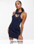 ASOS DESIGN Petite denim racer dress with heart embellishment in blue