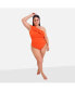 Фото #1 товара Plus Size Catalina Ruffle One Shoulder Swimsuit - Persimmon