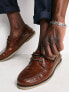 ASOS DESIGN boat shoes in brown leather with gum sole