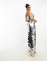 Фото #3 товара Rare London premium bandeau sequin disc maxi dress in silver