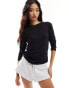 Vila layering long sleeve top in black