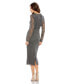 Women's beaded Tea Length Dress w/ Sheer Sleeves