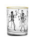 14-Ounce 22 Carat Gold-Tone Rim DOF (Double Old Fashioned) Glass Set of 4 - Dancing Skeletons