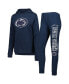 ფოტო #1 პროდუქტის Women's Heathered Navy Penn State Nittany Lions Long Sleeve Hoodie T-shirt and Pants Sleep Set