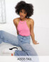 ASOS DESIGN Tall – Body mit T-Design und Rippmuster in Rosa