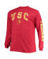 ფოტო #3 პროდუქტის Men's Cardinal Distressed USC Trojans Big and Tall 2-Hit Long Sleeve T-shirt