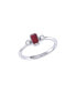 ფოტო #1 პროდუქტის Emerald Cut Ruby Gemstone, Natural Diamonds Birthstone Ring in 14K White Gold