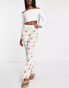 Glamorous high waisted flare trousers in sunflower rib co-ord