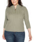 ფოტო #1 პროდუქტის Black Label Plus Size Ribbed Quarter-Zip Sweater