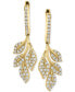 ფოტო #3 პროდუქტის EFFY® Diamond Leaf Dangle Hoop Earrings (5/8 ct. t.w.) in 14k Gold