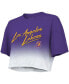 ფოტო #4 პროდუქტის Women's Threads Purple, White Los Angeles Lakers Dirty Dribble Tri-Blend Cropped T-shirt