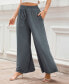 Women's Grey Tie Waist Wide Leg Jersey Pants Серый, Средний - фото #3