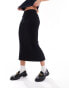 Pimkie ribbed split back midaxi skirt in black