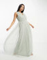 Фото #2 товара Anaya Bridesmaid v neck ruffle waist maxi dress in sage green