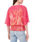 ფოტო #2 პროდუქტის Women's Floral-Print Smocked-Waist Flutter-Sleeve Top