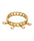 ფოტო #1 პროდუქტის Gold Tone Peach Imitation Pearl Drop Stretch Bracelet