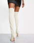 Фото #2 товара Public Desire Bubbles over the knee knitted stiletto boots in off white