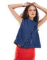 Фото #1 товара Ghospell Teo asymmetric bow top in dark denim