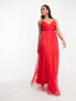 Фото #1 товара Anaya tulle maxi dress with tiered skirt in bright red