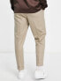 ASOS DESIGN tapered twill smart trousers in camel