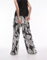 Фото #3 товара Topshop graphic mono floral crinkle plisse trouser