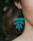 Chameli Dangling Leaf Earrings - Teal Patina