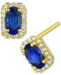 ფოტო #2 პროდუქტის Sapphire (5/8 ct. t.w.) & Diamond (1/10 ct. t.w.) Halo Stud Earrings in 14k Gold (Also in Ruby & Emerald)