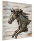 Фото #2 товара Golden horse Handed Painted Iron Wall sculpture on Wooden Wall Art, 32" x 32" x 3"