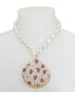 ფოტო #3 პროდუქტის Faux Stone Floral Shell Pendant Necklace