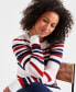 Petite Striped Crewneck Pullover Sweater, Created for Macy's