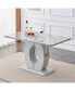 Фото #3 товара Modern Grey Imitation Marble Dining Table - 63" x 37"