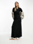 Фото #7 товара ASOS DESIGN column ribbed maxi dress with crew neck in black