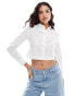 Stradivarius hotfix detail cropped shirt in white