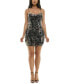 Фото #4 товара Juniors' Floral Sequin Sleeveless Bodycon Dress