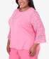 ფოტო #5 პროდუქტის Plus Size Paradise Island Eyelet Trim Top with Detachable Necklace