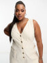 ASOS DESIGN Curve linen look button through jumpsuit in oatmeal