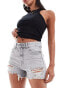 Фото #1 товара Stradivarius ripped denim short in grey wash