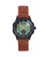 ფოტო #1 პროდუქტის Men Solstice Automatic Semi-Skeleton Leather Strap Watch - Brown/Green