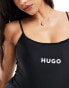 HUGO Swimwear – Pure – Badeanzug in Schwarz mit Logoprint