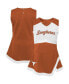 Фото #1 товара Платье для малышей OuterStuff Texas Orange, White Texas Longhorns Cheer Captain Jumper Dress.
