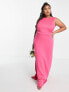 Фото #4 товара TFNC Plus Bridesmaid bow back maxi dress in fuchsia pink